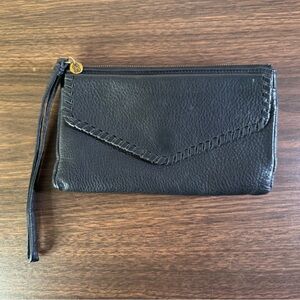 HOBO Black Leather Wristlet Wallet Clutch Zip Pouch Organizer BxA
